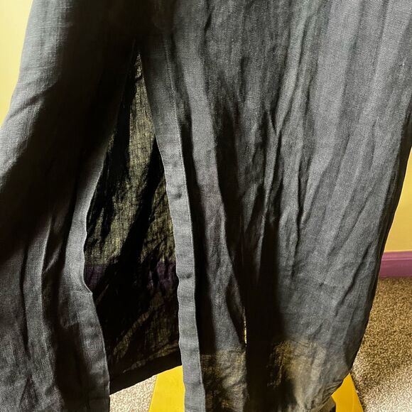 Vintage Mosato Linen Maxi Dress 3X Black Gold Embroidered Abstract Woman Art - Picture 6 of 9